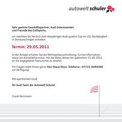 Audi Golf Cup Einladung