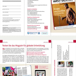 Werbefaltblatt mit Antwortkarte für das Magazin welt-sichten