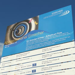 Emscher-Umbau, Bauschild, Emschergenossenschaft