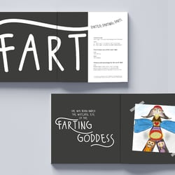 Buchgestaltung „Farting in Public“, Innenseiten – mit Illustrationen der Autorin