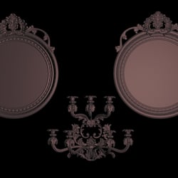 Barock Salon Asset: Bilder und Wandleuchter (untexturiert)