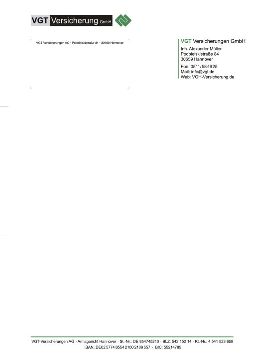 Geschäftspapiere für eine Versicherung (Anonymisiert)