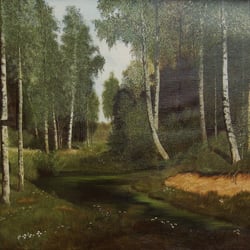 Birken, Öl auf Leinwand