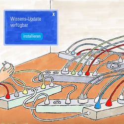 Scribble/Layout für ein alternatives Imagekampagnenkonzept (Wissens-Update), Motiv „bad idea“