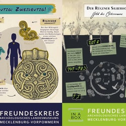mehrere Grafiken und Vitrinen-Gestaltung für das kleinste archäologische Museum, Museum in a Box in Rostock