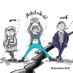 Sachbuchillustration „Mittelschicht Spaltung“ : Teure Mieten Abschaffen!