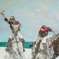 BEACHPOLOMIAMI, 2019 / Acryl und Graphit auf Leinwand / 135 × 180 cm