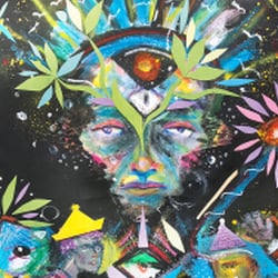 Cosmic Debris – Ölpastell und Acryl auf Papier 100×70cm