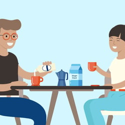 Pärchen genießt Milch zum Kaffee