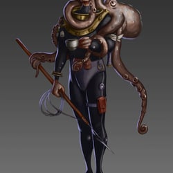 Concept Art – Character Design – Diver with Octopus