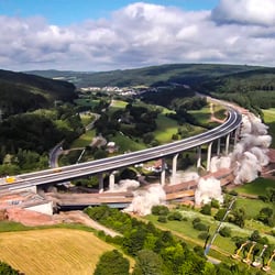Luftbild Drohne Sprengung Sinntalbrücke