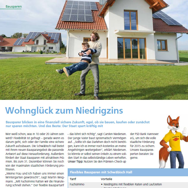 Texten für das Kundenmagazin der PSD Bank Hannover