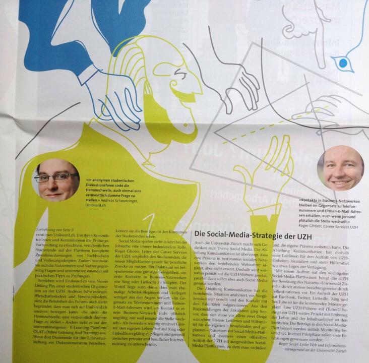 Uni Zürich Journal, Thema Soziale Netzwerke der Forscher und Wissenschaftler