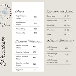 Preisliste Beauty Salon