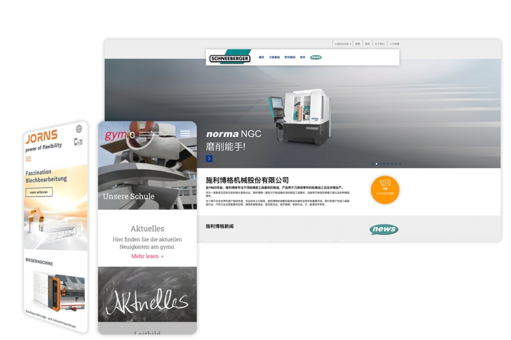 Websites für Industrie, Gewerbe und Bildungswese