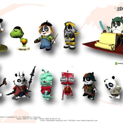 spezial character design for monthly events at the game Panfu.  creating and rendered in Maya, 3D modeling based on a concept