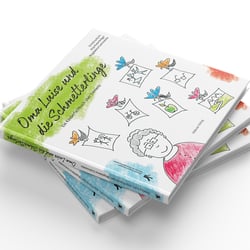 Einbandgestaltung für Kinderfachbuch »Oma und die Schmetterlinge« des Mabuse-Verlags