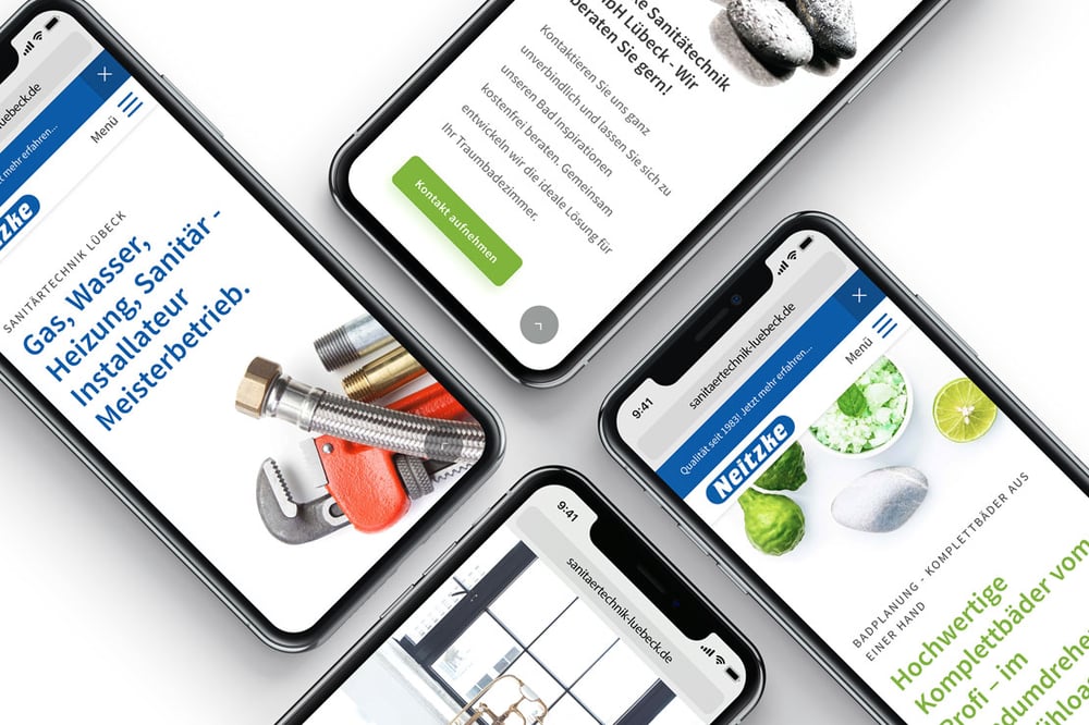 Corporate Design, Printdesign und Responsive Webdesign für die Neitzke Sanitärtechnik GmbH