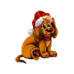 Weihnachtshund sitzt
