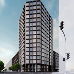 Firmengebäude an der Kreuzung