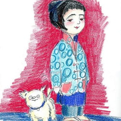 Chinesisches Mädchen mit Hund