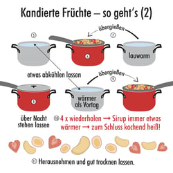 Informationsgrafik – kandierte Früchte selbst herstellen