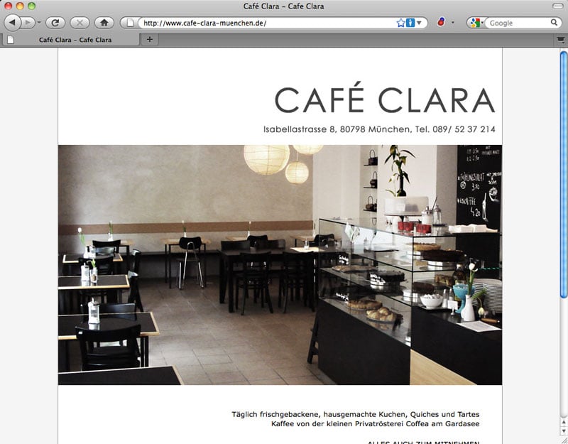 Café Clara München – Webseite