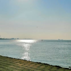 Von der Deichpromenade in Richtung Wesermündung zur Nordsee
