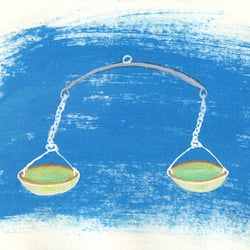 „Waage“ Sternzeichen (Aquarell, Tempera, Buntstift)