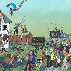 Banner für Königsfilm (traditionell gezeichnet, digital coloriert)