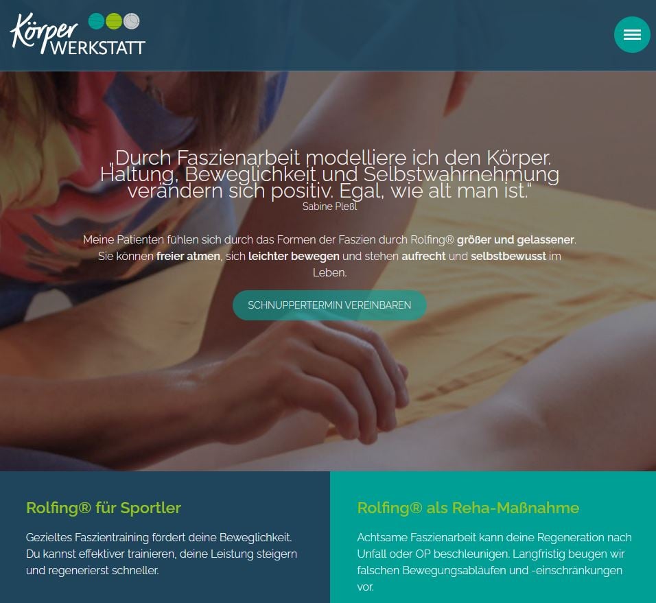 Screenshot Website Rolfing Werkstatt Erding