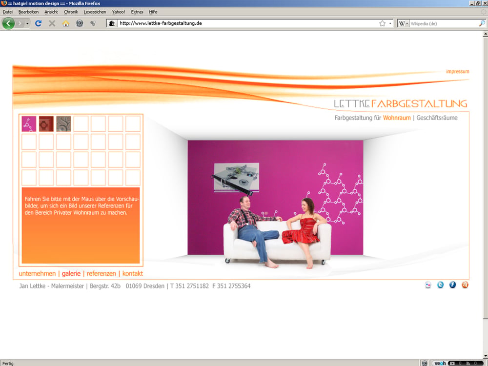 Branche Handwerk/Maler/Restaurierung (Webdesign by hatgirl/Programmierung by Marcel Rabelski)