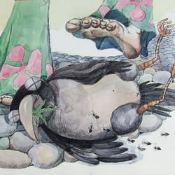 Gelschreiber und Aquarell
