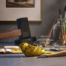 „Bei der Arbeit“, Illustration 3D, Cinema 4D, Zbrush und Vray