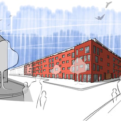 Kita und Wohnen Neubau Dortmund, Illustration für einen Projektentwickler