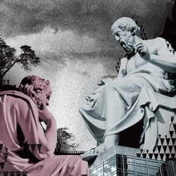 Illustration für Kleinert Illustratoren, München: Platon und Sokrates und Moderne Zeiten.