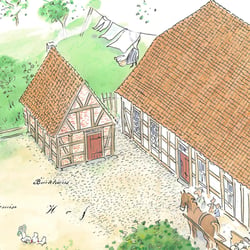 Lebensbild Wassermühle 1850 Detail