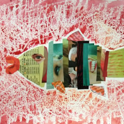 Altpapier, Aquarell, Wachsmalstift