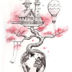 Illustration mit Aquarellfarben MEINE KLEINE WELT