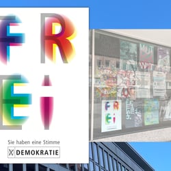 FREI (freie Wahl) | Plakat Entwurf | Ausstellung Schaufensterfront öffentlicher Raum