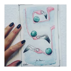 When flamingos trying to bowl – Inviting Card