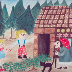 Märchen (Tempera, Aquarell) „Hänsel und Gretel“
