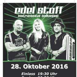 Flyer für die Balkan-Pop-Band „edelstoff“ Seite 1/2