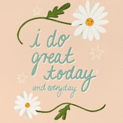Motivierender Spruch mit Blumen