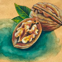 Gouache auf mit Kaffee gefärbtem Papier