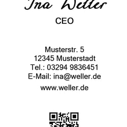 „Weller“ Visitenkarte Rückseite
