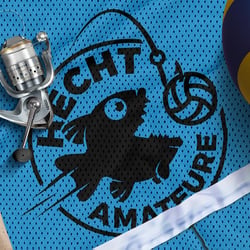 Logo mit Ball, Netz und Angel
