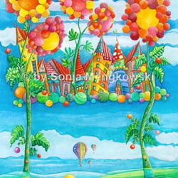 Kunstdruck Motiv: Himmelstadt