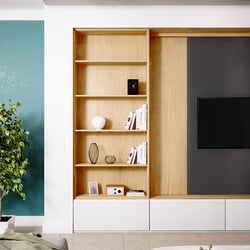 Interior design – a house with blue-green walls