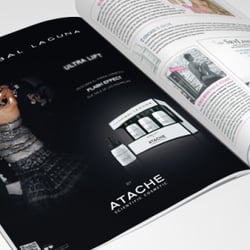 Diseño anuncio de prensa ULTRA LIFT para HANNIBAL LAGUNA y la firma ATACHE s.a. Inserción en las revistas EXPERTOS EN ESTÉTICA